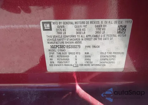 2014 Chevrolet Silverado 1500 1Lz z USA, uszkodzony, nr VIN 3GCPCSEC1EG300279